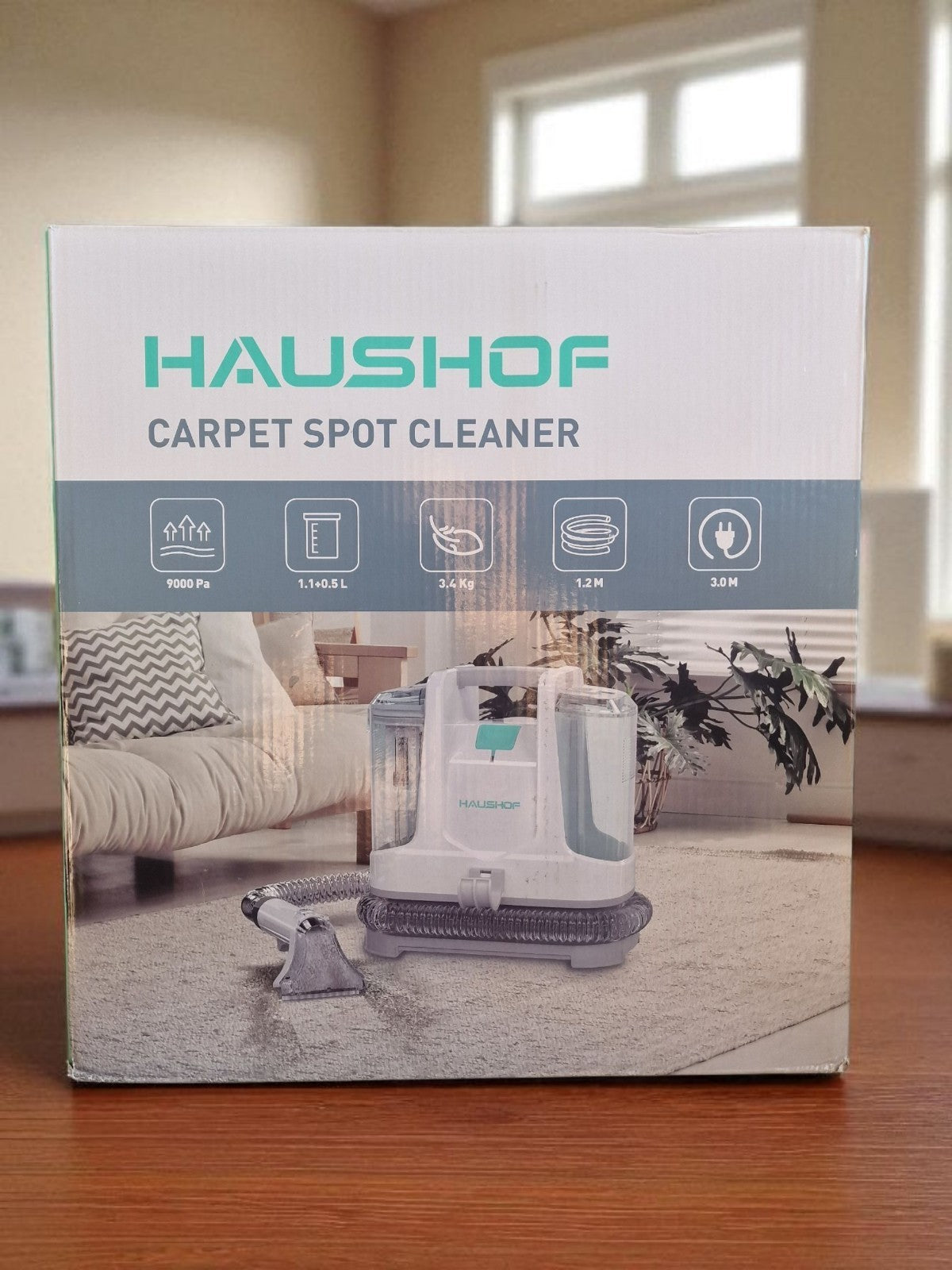 HAUSHOF Waschsauger Teppich Sofa Auto Polsterreiniger 400W StainZapper Weiß Grau