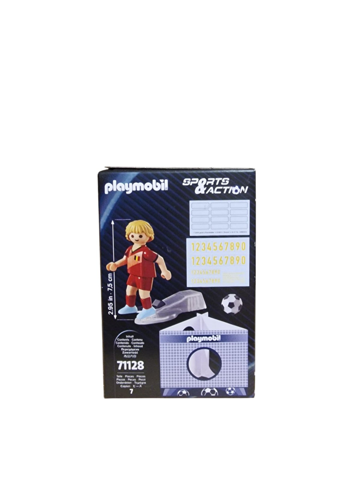 PLAYMOBIL Spielfigur Fußballspieler mit Torwand & Kick Funktion 7,5cm / BELGIEN