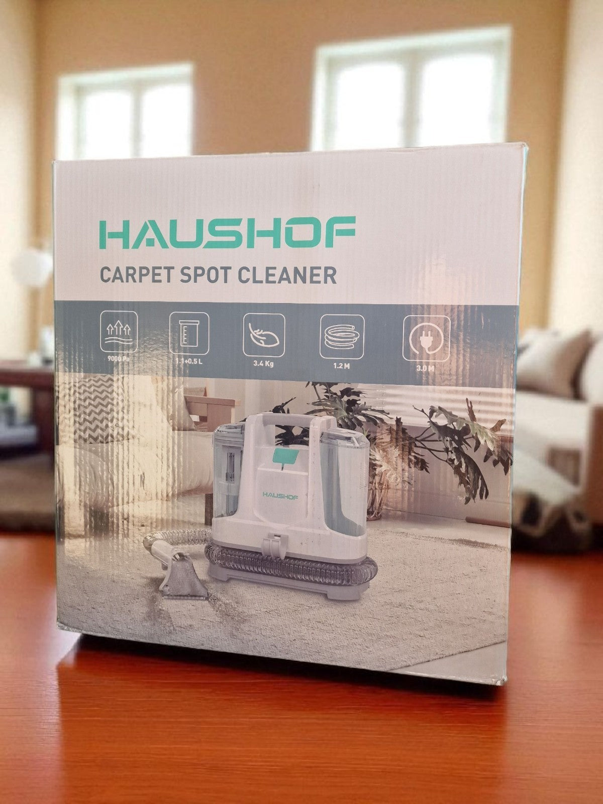 HAUSHOF Waschsauger Teppich Sofa Auto Polsterreiniger 400W StainZapper Weiß Grau