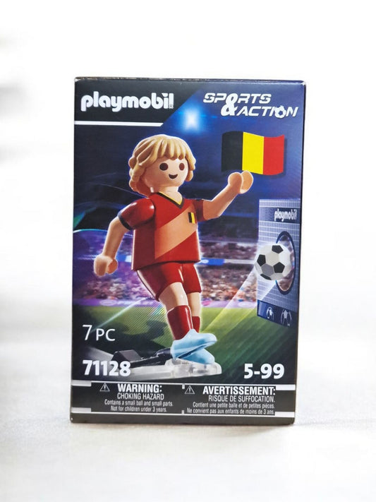 PLAYMOBIL Spielfigur Fußballspieler mit Torwand & Kick Funktion 7,5cm / BELGIEN