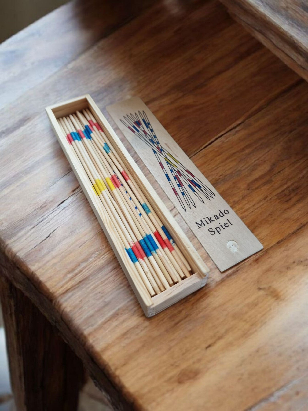 Mikado - Spiel in Holzbox / 41 - Teilig / Reisespiel / Gesellschaftsspiel / NEU