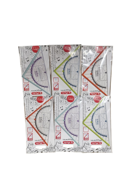 6er SET Herlitz Geodreieck / Mit Griff / OVP / Bruchsicher / Lineal / Sortiert